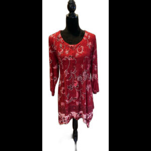 White Mark Tunic Blouse Mini Dress Plus Sz 1X Burgundy Scarf Style Hem + Stretch